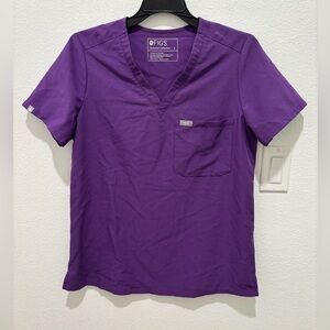 Figs Vivid Purple V-Neck Scrub Top Small